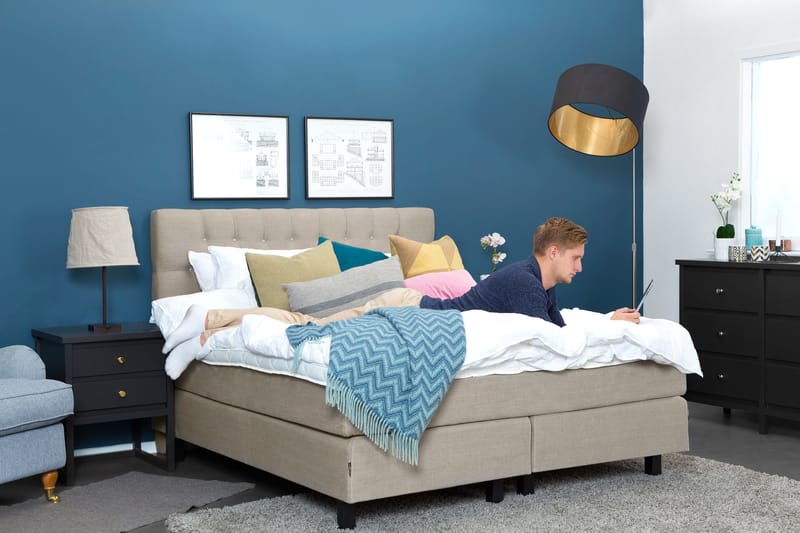 Bed Deluxe Komplet Sengepakke 180x200 cm - Beige - Møbler - Senge - Komplet sengepakke