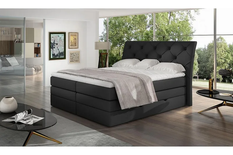 Bellamir Sengepakke 180x200 cm, Læder/Sort