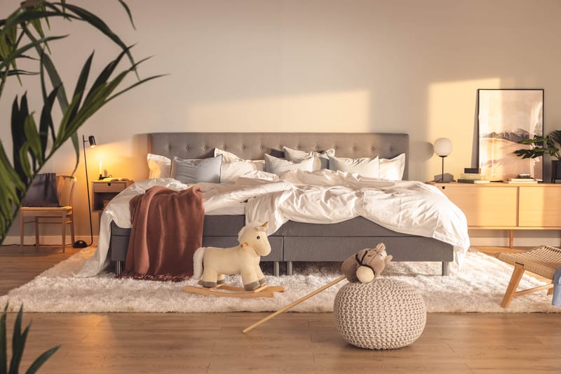 Ella Familieseng Sengepakke 280x200  cm - (+Flere valg) Lysegrå - Møbler - Senge - Komplet sengepakke