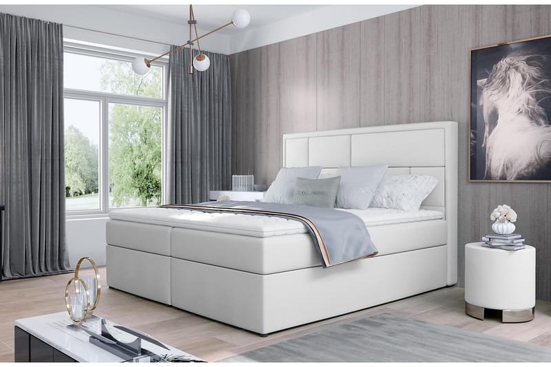 Emeron Sengepakke 160x200 cm - Læder/Hvid - Komplet sengepakke