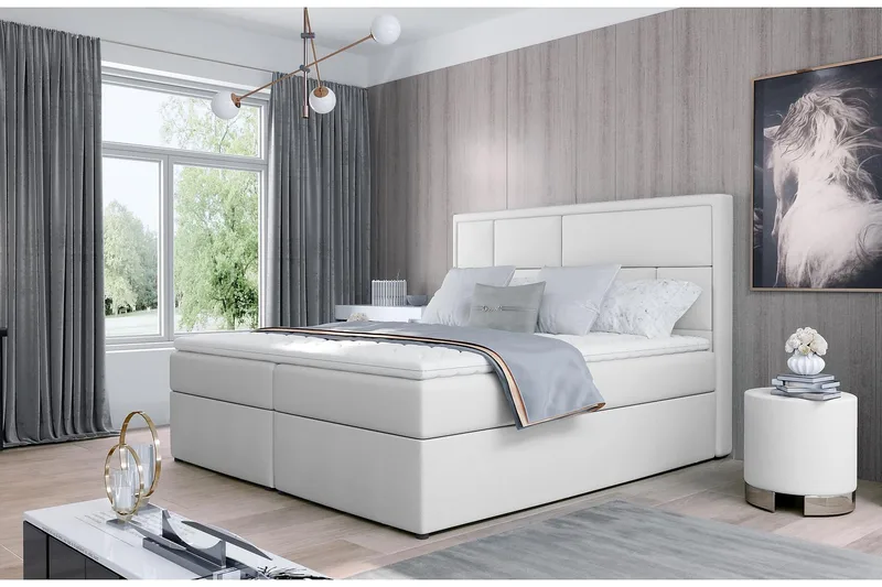 Emeron Sengepakke 160x200 cm, Læder/Hvid