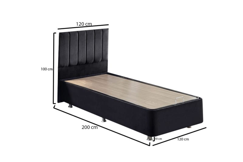 Endulanie Sengeramme med Sengegavl Singel 120x200 cm - Sort - Møbler - Senge - Komplet sengepakke
