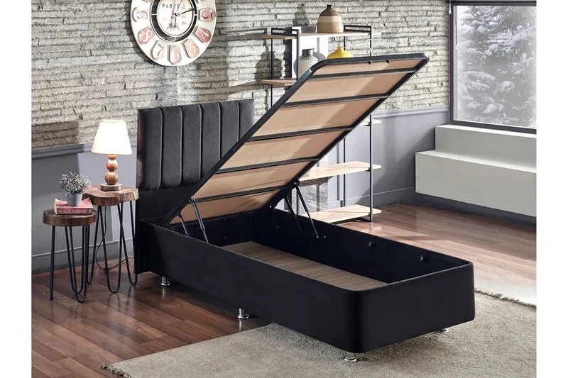 Endulanie Sengeramme med Sengegavl Singel 90x190 cm - Sort - Møbler - Senge - Komplet sengepakke