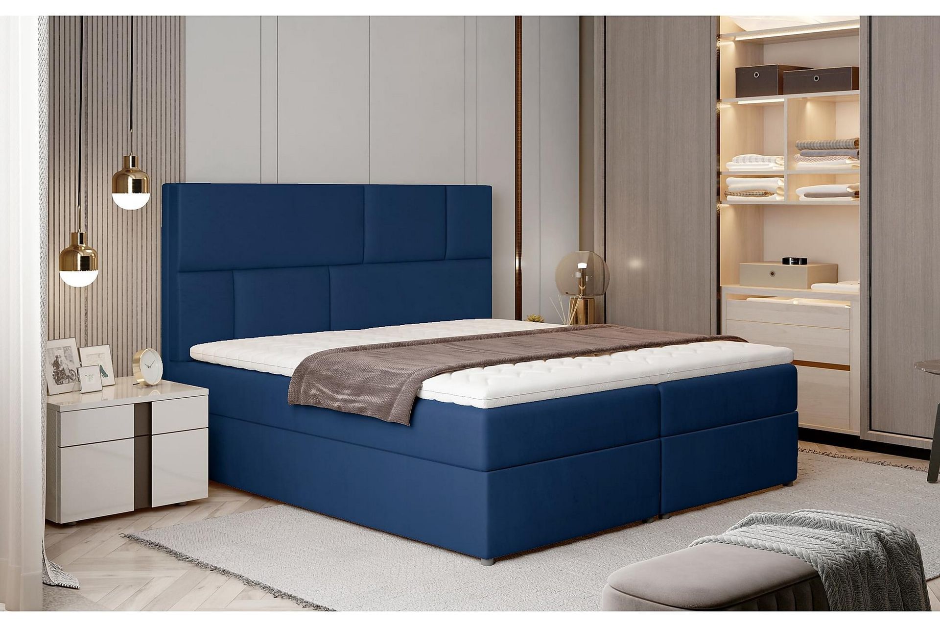 Forenca Sengepakke 160x200 cm - Blå - Møbler - Senge - Komplet sengepakke