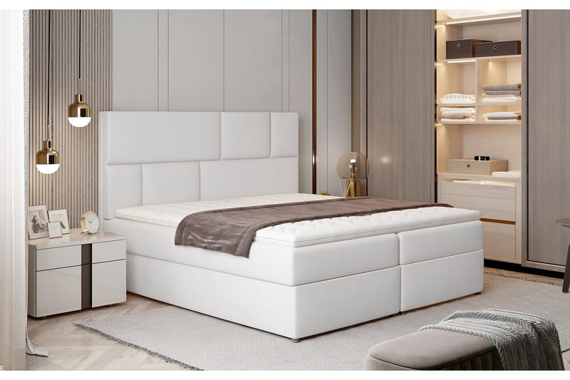 Forenca Sengepakke 160x200 cm - Læder/Hvid - Komplet sengepakke