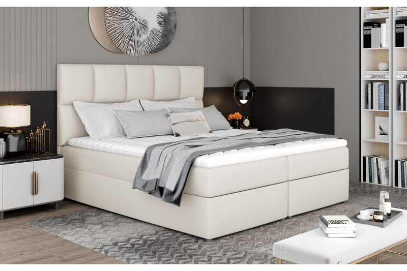 Glossa Sengepakke 140x200 cm - Læder/Beige - Møbler - Senge - Komplet sengepakke