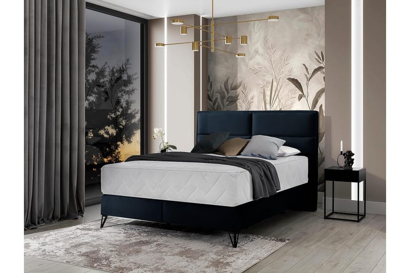 Kasyap Sengepakke Boksseng 140x200 cm - Mørkeblå - Møbler - Senge - Komplet sengepakke