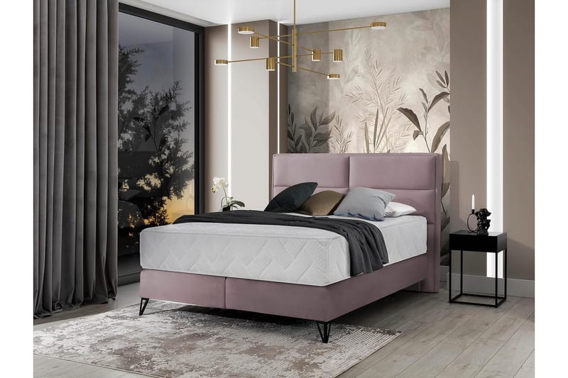 Kasyap Sengepakke Boksseng 160x200 cm - Lys lyserød - Møbler - Senge - Komplet sengepakke