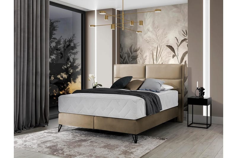 Kasyap Sengepakke Boksseng 180x200 cm - Beige - Møbler - Senge - Komplet sengepakke