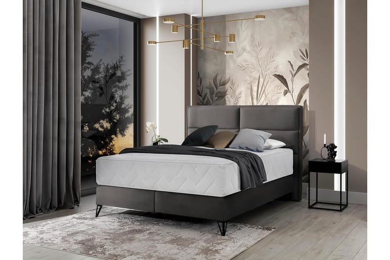Kasyap Sengepakke Boksseng 180x200 cm - Grå - Møbler - Senge - Komplet sengepakke