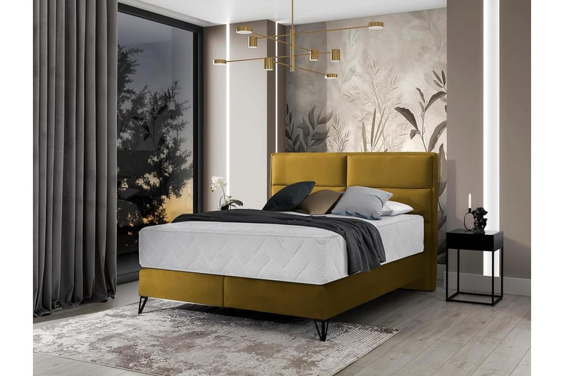 Kasyap Sengepakke Boksseng 180x200 cm - Gul - Møbler - Senge - Komplet sengepakke