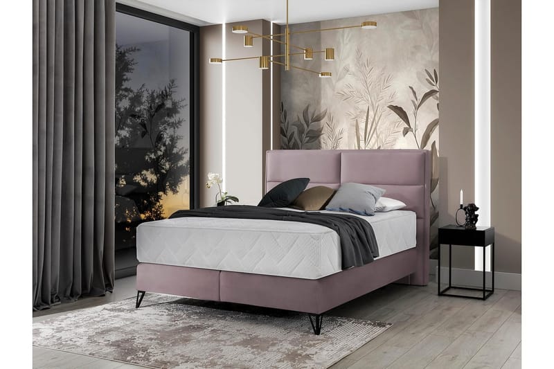 Kasyap Sengepakke Boksseng 180x200 cm - Lys lyserød - Møbler - Senge - Komplet sengepakke
