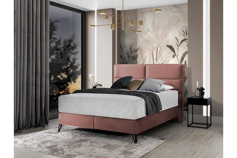 Kasyap Sengepakke Boksseng 180x200 cm - Lyserød - Møbler - Senge - Komplet sengepakke