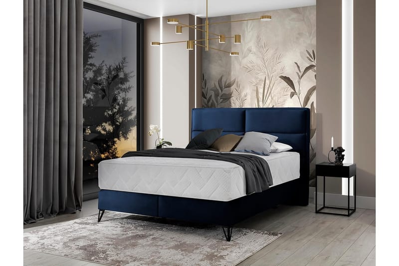 Kasyap Sengepakke Boksseng 180x200 cm - Mørkeblå - Møbler - Senge - Komplet sengepakke