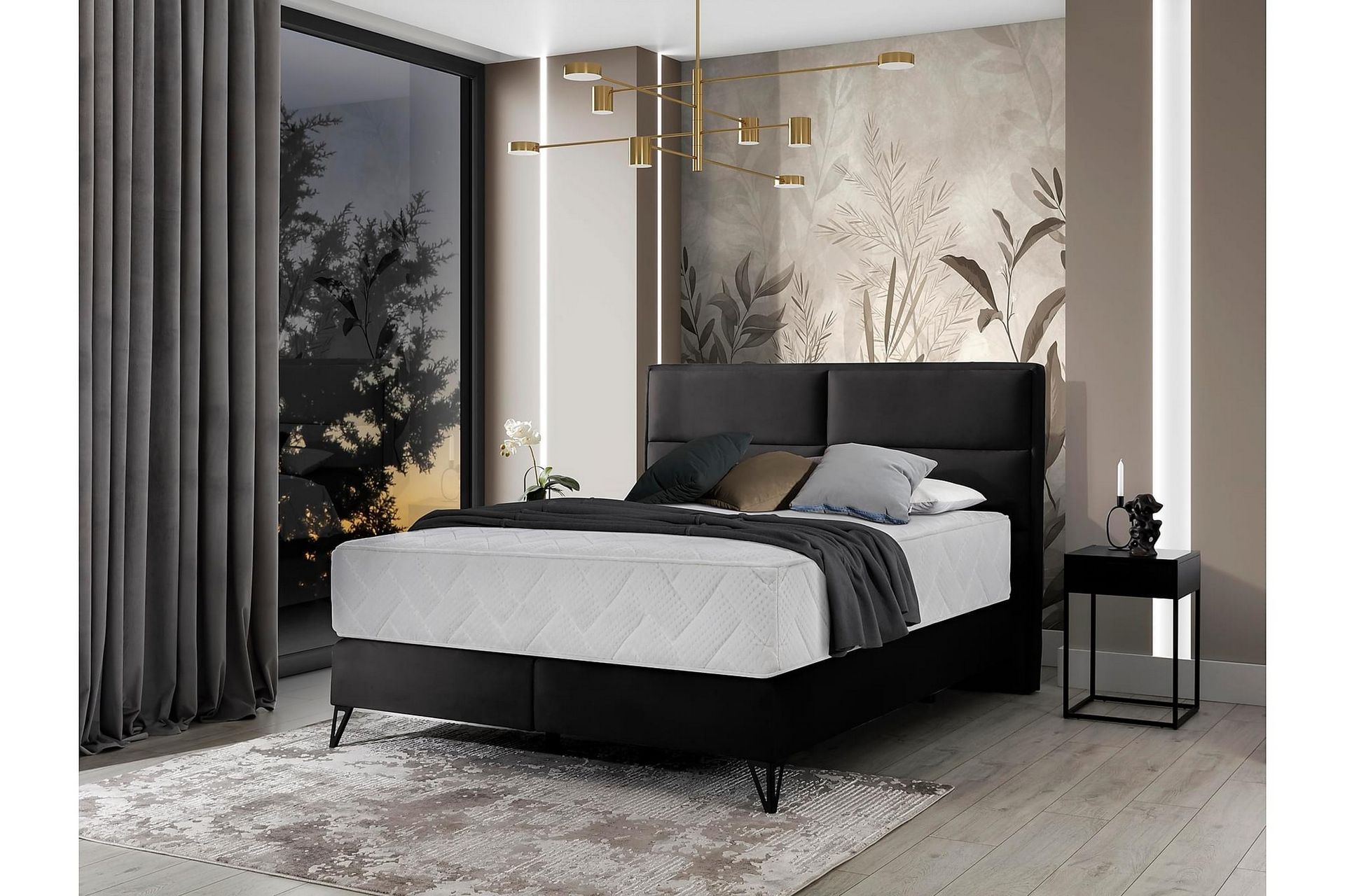 Kasyap Sengepakke Boksseng 180x200 cm - Mørkegrå - Møbler - Senge - Komplet sengepakke