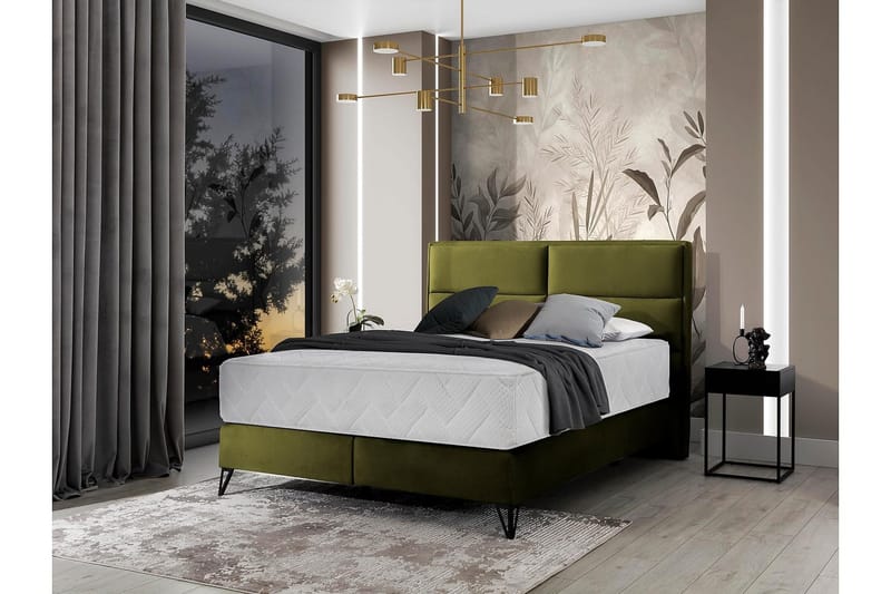 Kasyap Sengepakke Boksseng 180x200 cm - Olivengrøn - Møbler - Senge - Komplet sengepakke