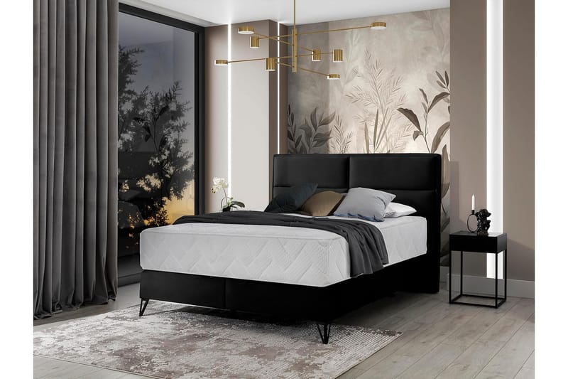 Kasyap Sengepakke Boksseng 180x200 cm - Sort - Møbler - Senge - Komplet sengepakke
