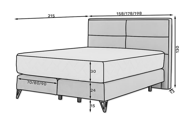 Kasyap Sengepakke Boksseng 180x200 cm - Sort - Møbler - Senge - Komplet sengepakke
