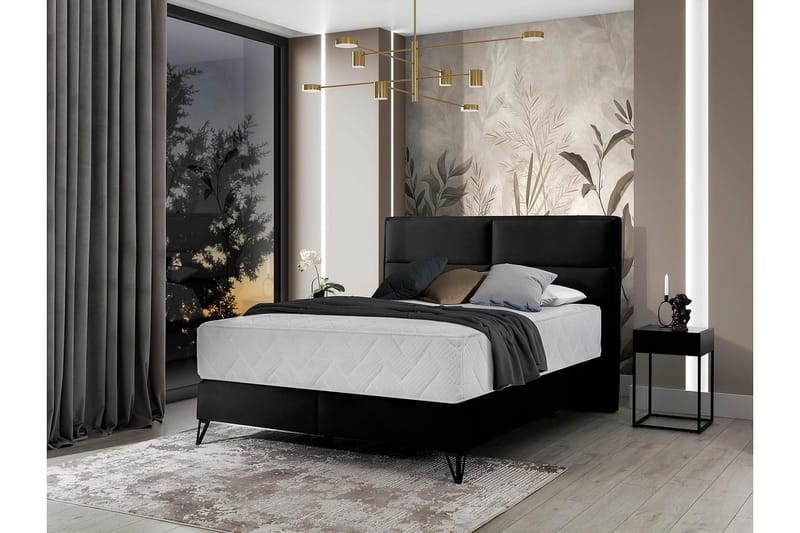 Kasyap Sengepakke Boksseng 180x200 cm - Sort - Møbler - Senge - Komplet sengepakke