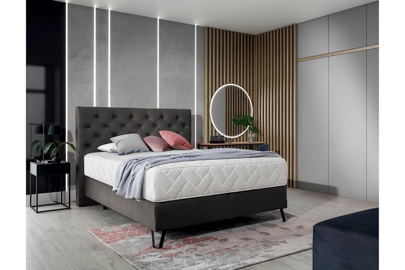 Katsumi Sengepakke Boksseng 140x200 cm - Grå - Møbler - Senge - Komplet sengepakke