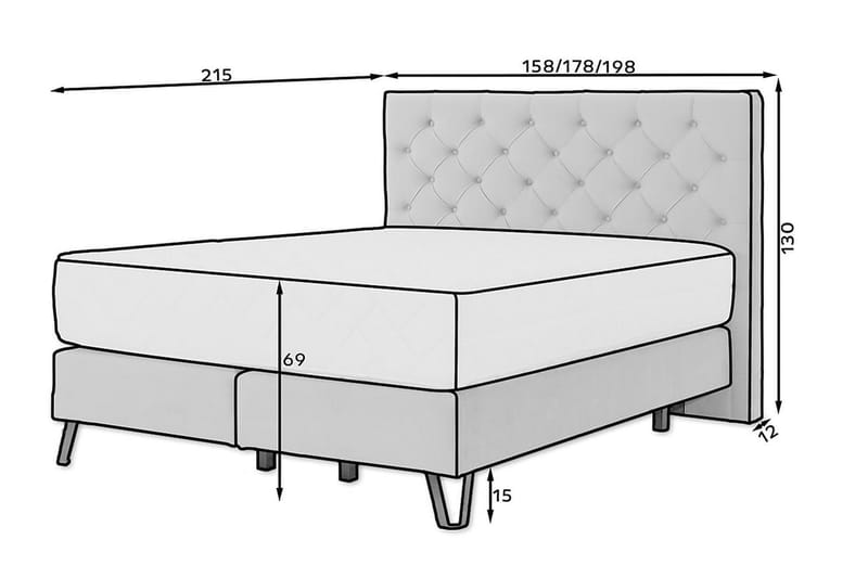 Katsumi Sengepakke Boksseng 160x200 cm - Mørkeblå - Møbler - Senge - Komplet sengepakke