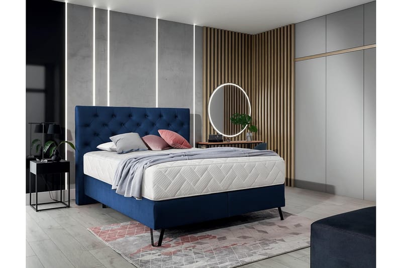 Katsumi Sengepakke Boksseng 160x200 cm - Mørkeblå - Møbler - Senge - Komplet sengepakke