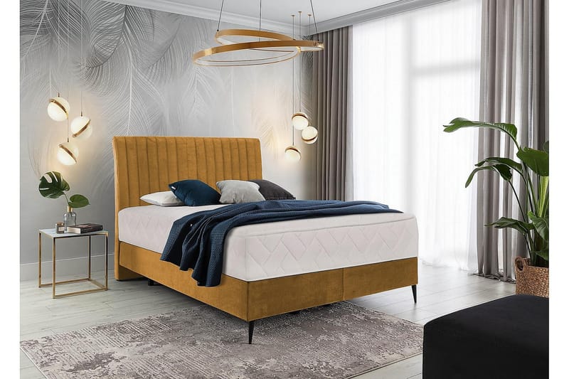 Katsuo Sengepakke Boksseng 140x200 cm - Gul - Møbler - Senge - Komplet sengepakke