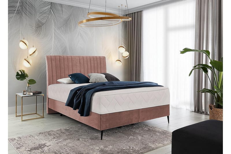 Katsuo Sengepakke Boksseng 140x200 cm - Lyserød - Møbler - Senge - Komplet sengepakke