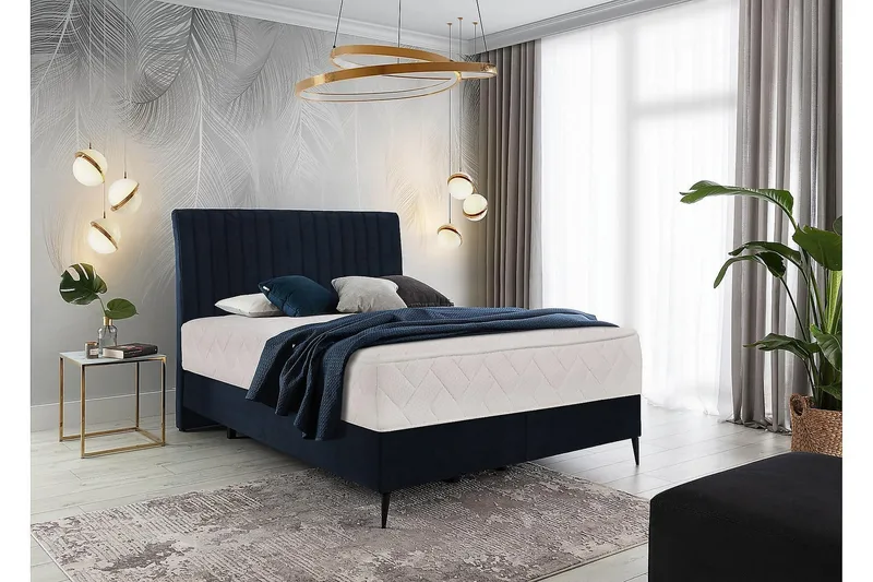 Katsuo Sengepakke Boksseng 180x200 cm - Mørkeblå - Møbler - Senge - Komplet sengepakke