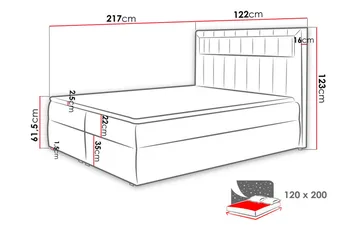Kontinentalseng 120x200 - Hvid - Møbler - Senge - Komplet sengepakke