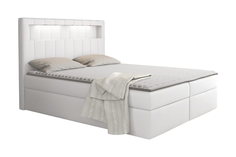 Kontinentalseng 120x200 - Hvid - Seng med opbevaring - Komplet sengepakke