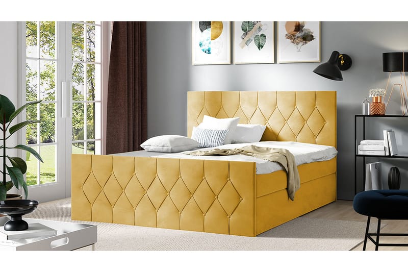 Kontinentalseng 127x216 cm - Gul - Møbler - Senge - Komplet sengepakke
