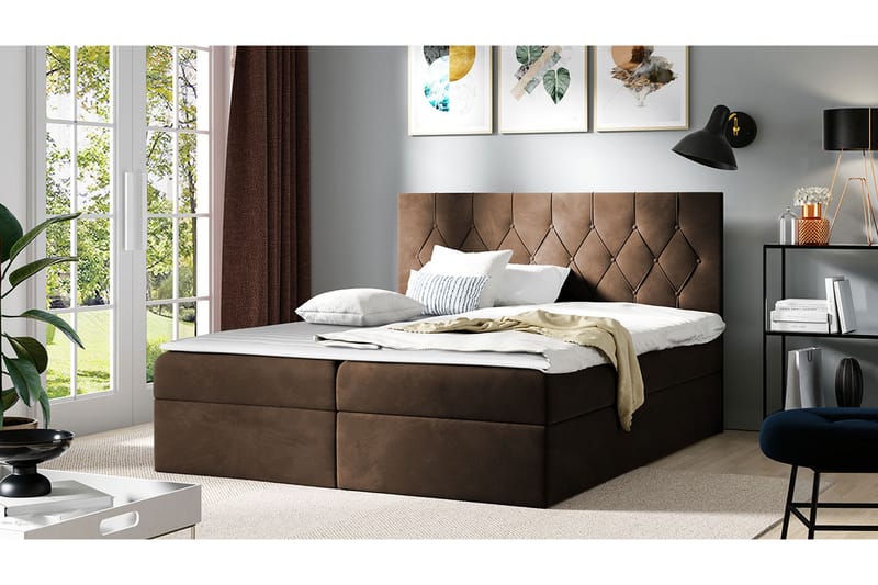 Kontinentalseng 144x208 cm - Brun - Møbler - Senge - Komplet sengepakke