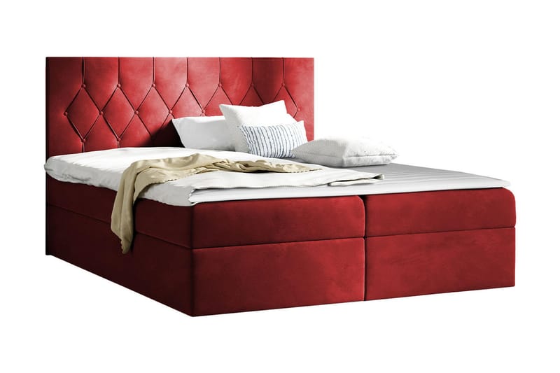 Kontinentalseng 144x208 cm - Rød - Komplet sengepakke - Seng med opbevaring