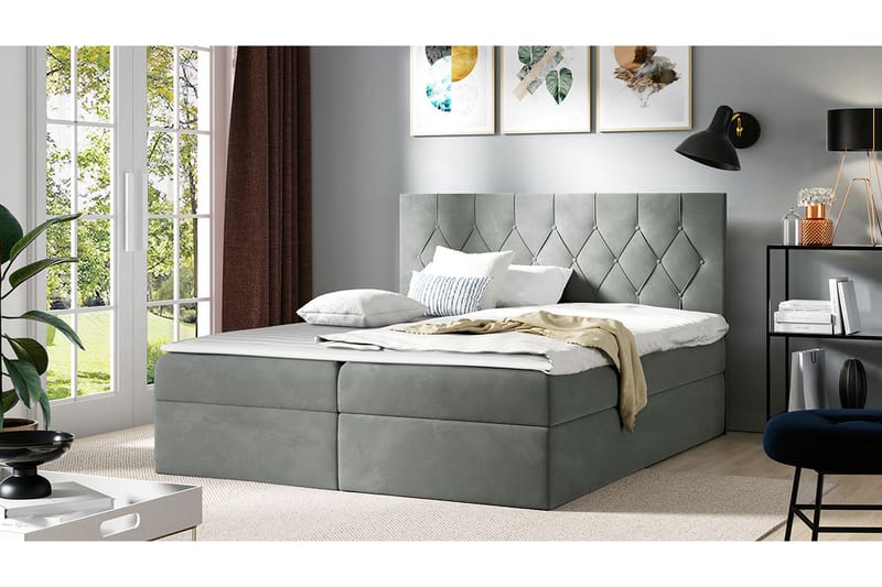 Kontinentalseng 164x208 cm - Grå - Møbler - Senge - Komplet sengepakke