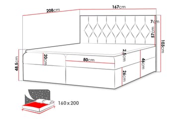 Kontinentalseng 164x208 cm - Gul - Møbler - Senge - Komplet sengepakke