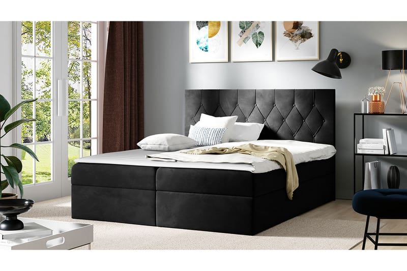 Kontinentalseng 164x208 cm - Sort - Møbler - Senge - Komplet sengepakke