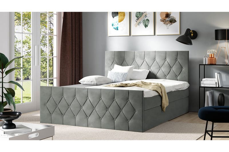 Kontinentalseng 167x216 cm - Grå - Møbler - Senge - Komplet sengepakke