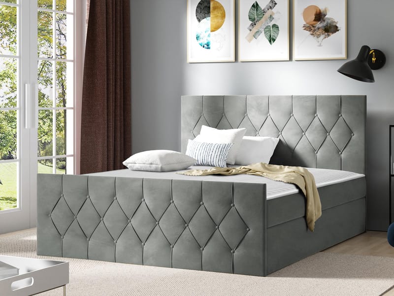 Kontinentalseng 167x216 cm - Grå - Møbler - Senge - Komplet sengepakke