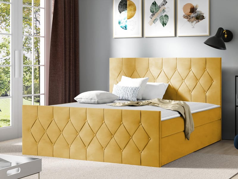 Kontinentalseng 167x216 cm - Gul - Møbler - Senge - Komplet sengepakke