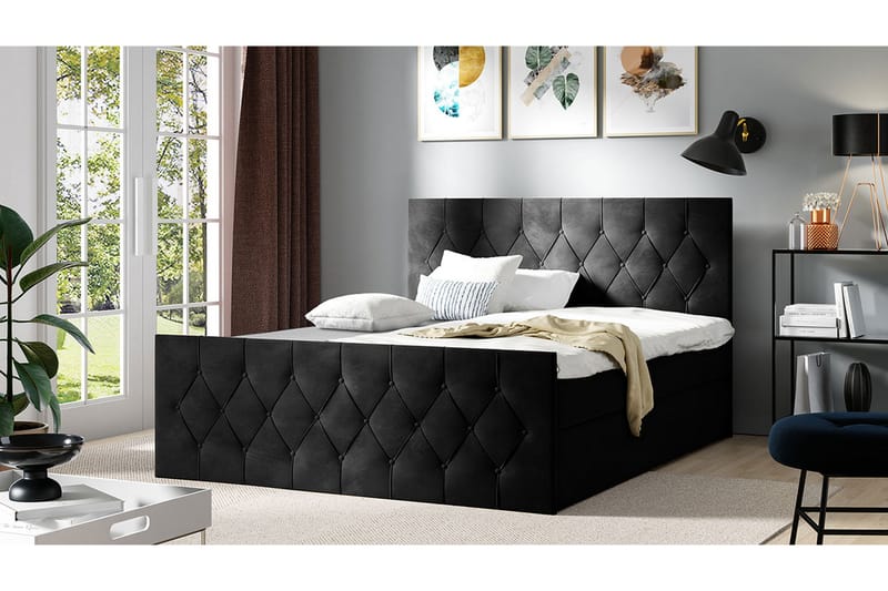 Kontinentalseng 167x216 cm - Sort - Møbler - Senge - Komplet sengepakke