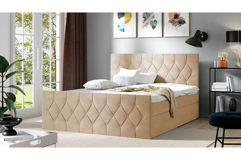 Kontinentalseng 187x216 cm - Beige - Møbler - Senge - Komplet sengepakke