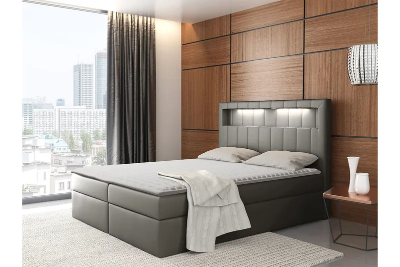 Kontinentalseng 200x200 - Grå - Møbler - Senge - Komplet sengepakke