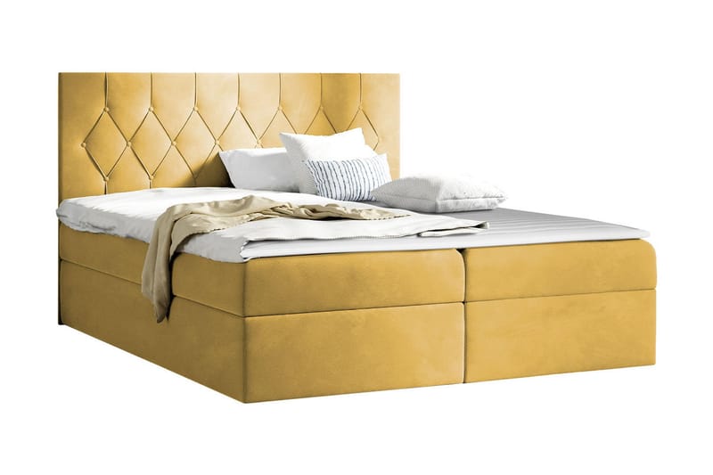 Kontinentalseng 204x208 cm - Gul - Møbler - Senge - Komplet sengepakke