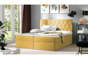 Kontinentalseng 204x208 cm - Gul - Møbler - Senge - Komplet sengepakke