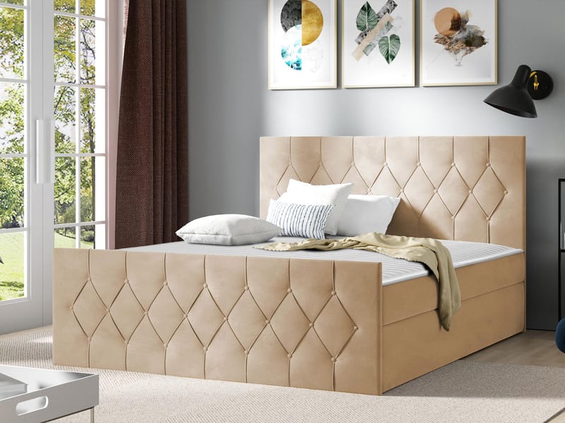 Kontinentalseng 207x216 cm - Beige - Møbler - Senge - Komplet sengepakke