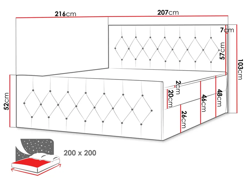 Kontinentalseng 207x216 cm - Blå - Møbler - Senge - Komplet sengepakke