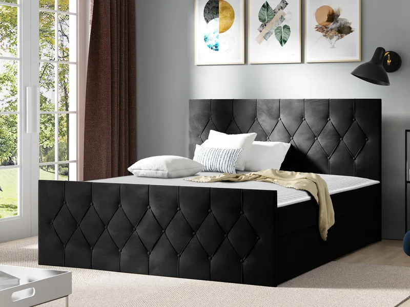 Kontinentalseng 207x216 cm - Sort - Møbler - Senge - Komplet sengepakke