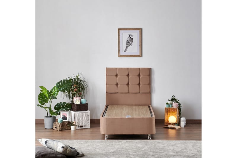 Latrona Kontinentalseng 90x190 cm - Lysebrun - Møbler - Senge - Komplet sengepakke