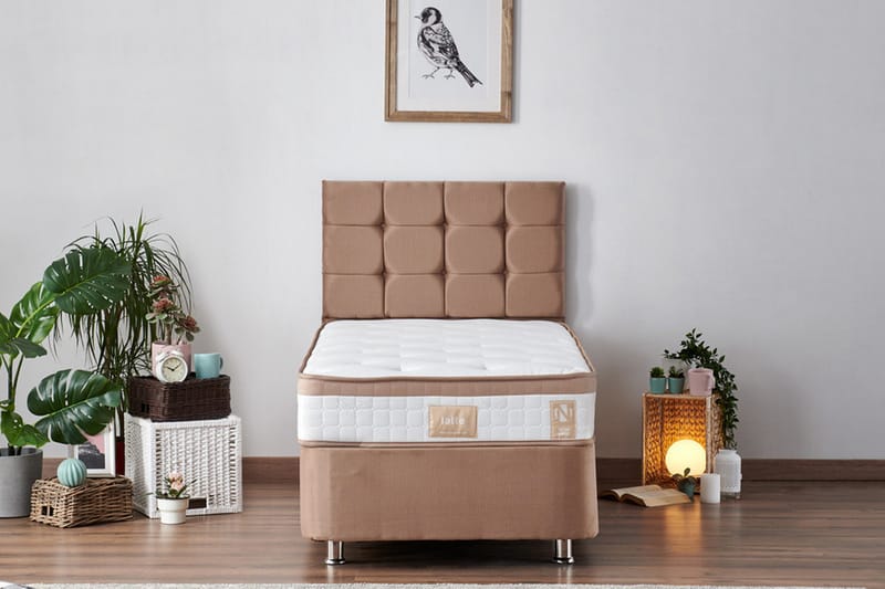 Latrona Kontinentalseng 90x190 cm - Lysebrun - Møbler - Senge - Komplet sengepakke